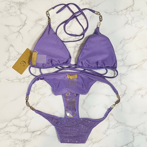 CIOCCOLATO CRYSTAL PURPLE Triangle Top & Skimpy Bottoms BIKINI $385 - Picture 15 of 16
